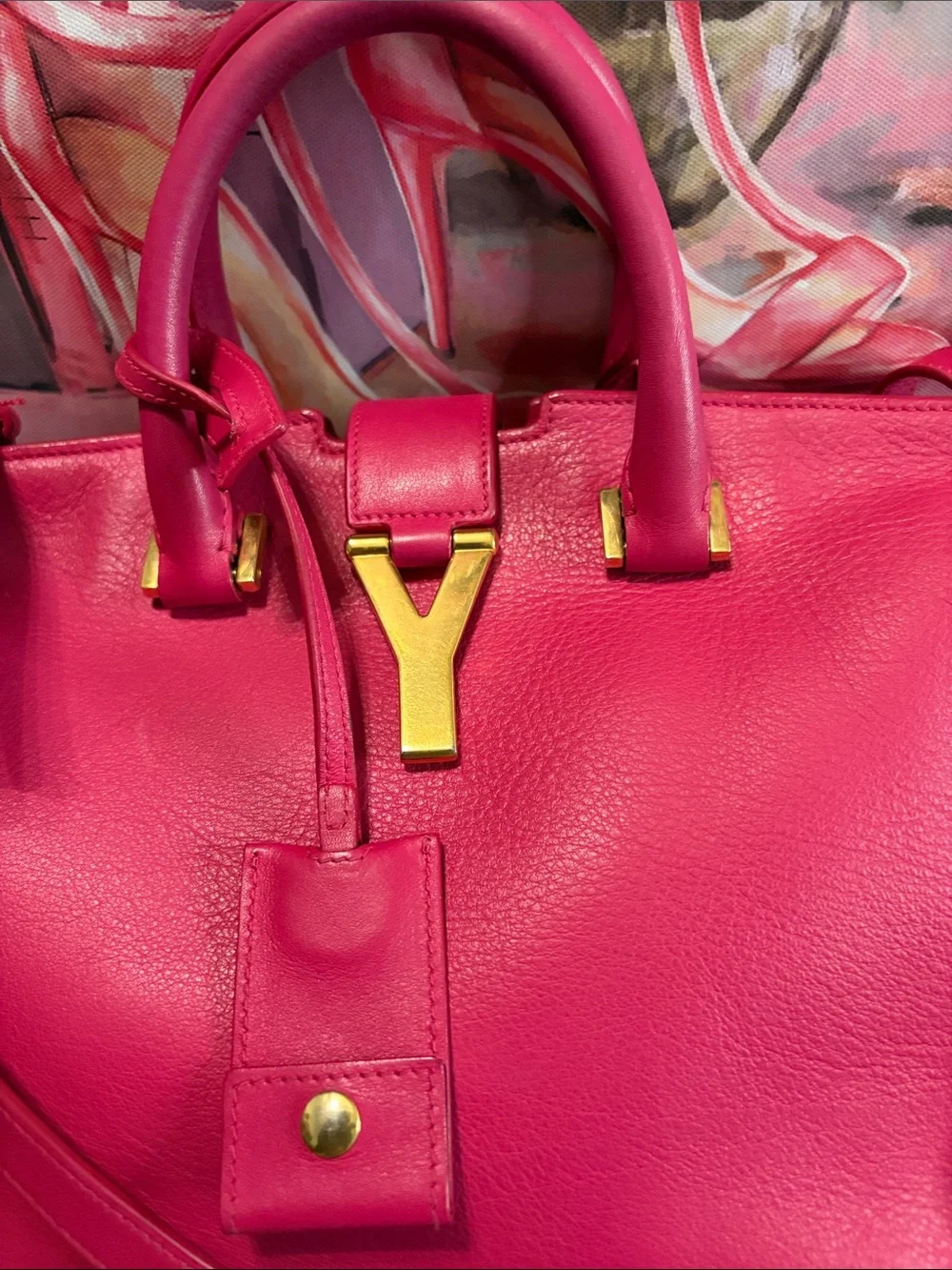 Yves Saint Laurent Pink Calfskin Leather Cabas ChYc Crossbody Bag - Picture 2 of 10